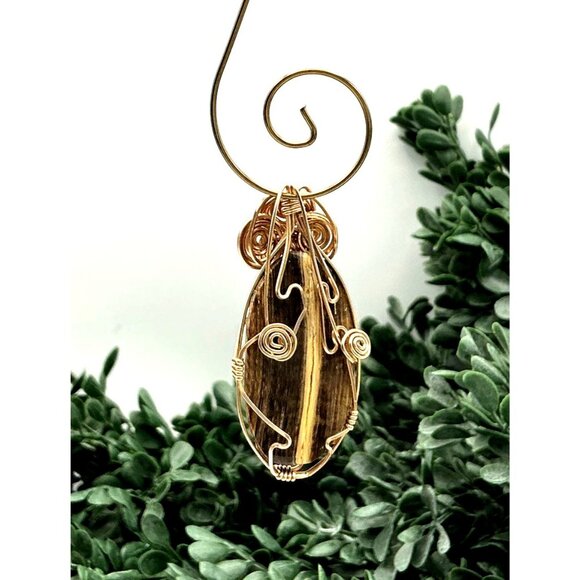 Handcrafted Wire-Wrapped Pendant With Natural Wood Grain Design Unique Artisan J - Picture 5 of 5